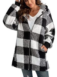 Hoodie Casual Plaid Teddy Jacket