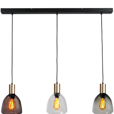 Masterlight 3-lichts hanglamp - goud -Porto met Nicolette glazen - 2711-05-02-100-3-234