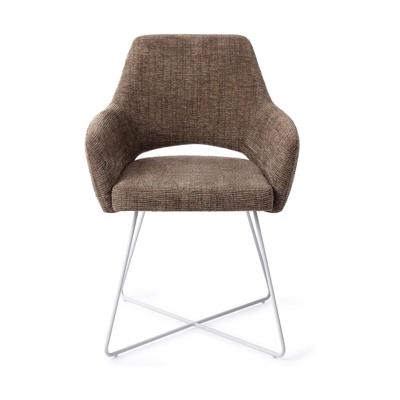 Jesper Home Yanai eetkamerstoel Checked Chestnut cross white
