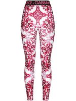 Dolce & Gabbana legging imprimé à taille à logo - Blanc