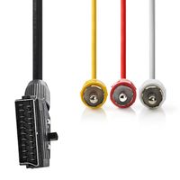 Schakelbare SCART-Kabel | SCART Male - 3x RCA Male | 2,0 m | Zwart - thumbnail