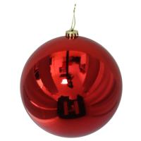 Grote decoratie kerstbal - rood - 20 cm - kunststof - glimmend - kerstversiering - thumbnail