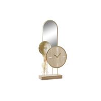 Tafelklok DKD Home Decor 26 x 8 x 53 cm Spiegel Natuurlijk Gouden Metaal Hout MDF