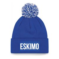 Eskimo muts met pompon unisex one size - blauw One size  -