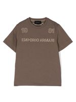 Emporio Armani Kids t-shirt en coton à logo brodé - Marron