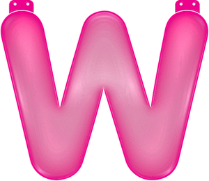 Roze letter W opblaasbaar