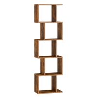 Vrijstaande boekenkast met meerdere niveaus en open opbergruimte, Rustiek Bruin / 5 niveaus (40B cm)