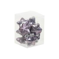 Kerstornamenten - sterren - 12x st - lila paars - 4 cm - glas - mat/glans - kerstversiering