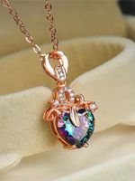 Rhinestone Heart Pendant Necklace - thumbnail