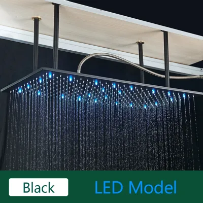 LED Regendouchekop met Temperatuurgevoelige Kleuren - Plafondmontage | 4 Installatiearmen | Vierkant | Chroom / Zwart / Geborsteld Nikkel
