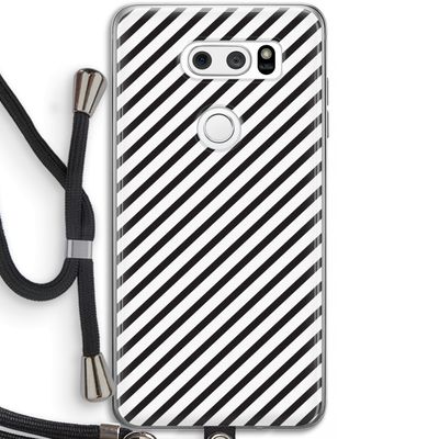 Strepen zwart-wit: LG V30 Transparant Hoesje met koord