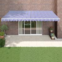 Luifel uittrekbaar 5x3 m stof en aluminium blauw en wit
