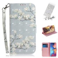 3D gekleurde tekening Magnolia patroon horizontale Flip lederen case voor Galaxy A20e met houder & card slots & portemonnee 3D gekleurde tekening Magnolia patroon horizontale Flip lederen case voor Galaxy A20e met houder & card slots & portemonnee