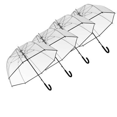 Transparante bruiloft paraplu - 4x - kunststof handvat - dia 63 cm - doorzichtig