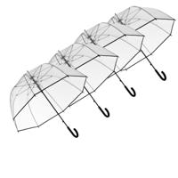Transparante bruiloft paraplu - 4x - kunststof handvat - dia 63 cm - doorzichtig