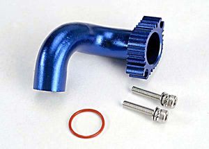 Header, blue-anodized aluminum (for rear exhaust engines only) (trx 2.5, 2.5r, 3.3)