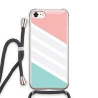 Strepen pastel: iPhone 7 Transparant Hoesje met koord