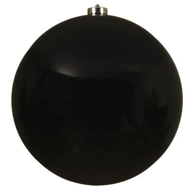 Decoris Kerstbal - zwart - groot - 20 cm - kunststof - glans