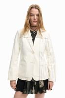 Asymmetrisch gestreepte blazer - WHITE - M
