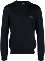 A.P.C. pull en laine mélangée à logo brodé - Bleu