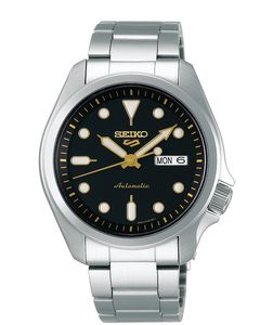Seiko SRPE57K1 Horloge 5 Sports Automaat staal zilverkleurig-zwart 40 mm