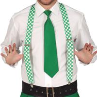 St. Patricks Day verkleed set - bretels en stropdas - groen - volwassenen - carnaval - thumbnail