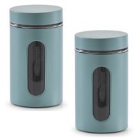 2x Eucalyptus groene voorraadblikken/potten met venster 900 ml