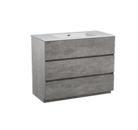 Storke Edge staand badmeubel 105 x 52 cm beton donkergrijs met Diva enkele wastafel in glanzend composiet marmer