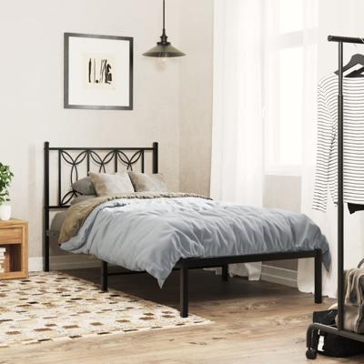 Bedframe met hoofdbord metaal zwart 90x190 cm