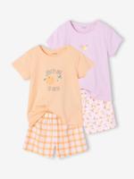 Set van 2 pyjamashorts voor meisjes van katoen lichtgeel