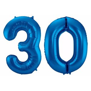 Cijfer ballon 30 jaar blauw