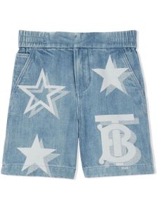 Burberry Kids short en jean à étoiles imprimées - Bleu