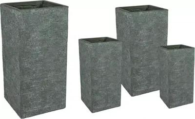 Mcollections Plantenbak Utah Kubus Hoog - 41 x 41 x 80 cm - Clayfibre - Groen