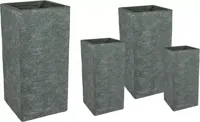 Mcollections Plantenbak Utah Kubus Hoog - 41 x 41 x 80 cm - Clayfibre - Groen