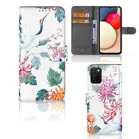 Samsung Galaxy A03s | Telefoonhoesje | Met pasjeshouder | Bird Flowers