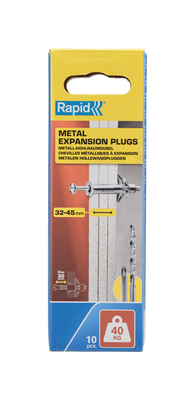 Rapid Hollewandpluggen | Ø11x80 | Voor 32-45 mm plaatdikte | 40kg draagkracht | 10 stuks in een doos - 5001552