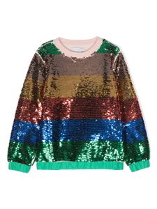 Stella McCartney Kids sweat rayé à sequins brodés - Rouge