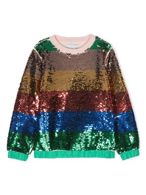 Stella McCartney Kids sweat rayé à sequins brodés - Rouge