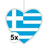 5x Griekenland hangdecoratie harten 14 cm   -