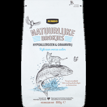 Jumbo Natuurlijke Brokjes Katten Hypoallergeen & Graanvrij 800g Rijk aan Zalm
