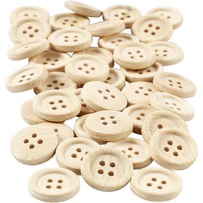Creativ Company Houten knopen, d 18 mm, 4 gaten, 40 stuk/ 1 doos