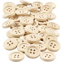 Creativ Company Houten knopen, d 18 mm, 4 gaten, 40 stuk/ 1 doos