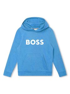 BOSS Kidswear hoodie en coton à logo imprimé - Bleu