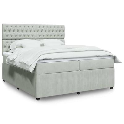 Boxspring met matras fluweel lichtgrijs 200x200 cm