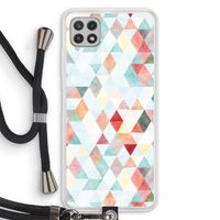 Gekleurde driehoekjes pastel: Samsung Galaxy A22 4G Transparant Hoesje met koord