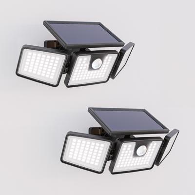 HOFTRONIC™ Set van 2 Edon Solar Wandlampen buiten met PIR bewegingssensor - Incl. Schemersensor - IP44 waterdicht - 156 LED&apos;s - 7 watt - 6500K 700 lumen daglicht wit licht - Zwart