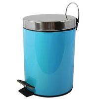 MSV Prullenbak/pedaalemmer - metaal - turquoise blauw - 5L - 20 x 28 cm - Badkamer/toiletA? - Pedaalemmers - thumbnail
