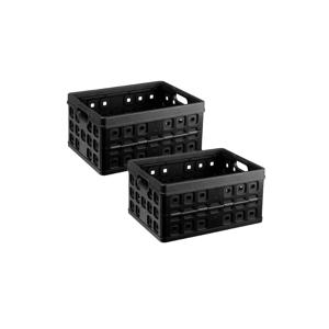 Square vouwkrat 32L zwart - Set van 2