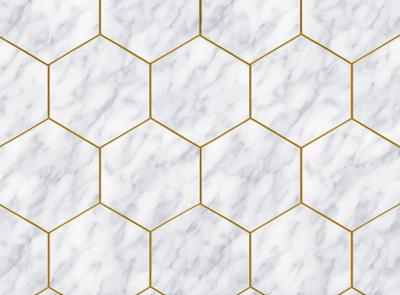 Hexagonale marmeren tegel woonkamer behang