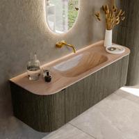 Badmeubel Mondiaz Kurve-Dlux | 140 cm | Meubelkleur Shadow | Wastafelkleur Saba | Solid surface | Wasbak midden spoelbak | Zonder kraangat(en) Badmeubel Mondiaz Kurve-Dlux | 140 cm | Meubelkleur Shadow | Wastafelkleur Saba | Solid surface | Wasbak midden spoelbak | Zonder kraangat(en)